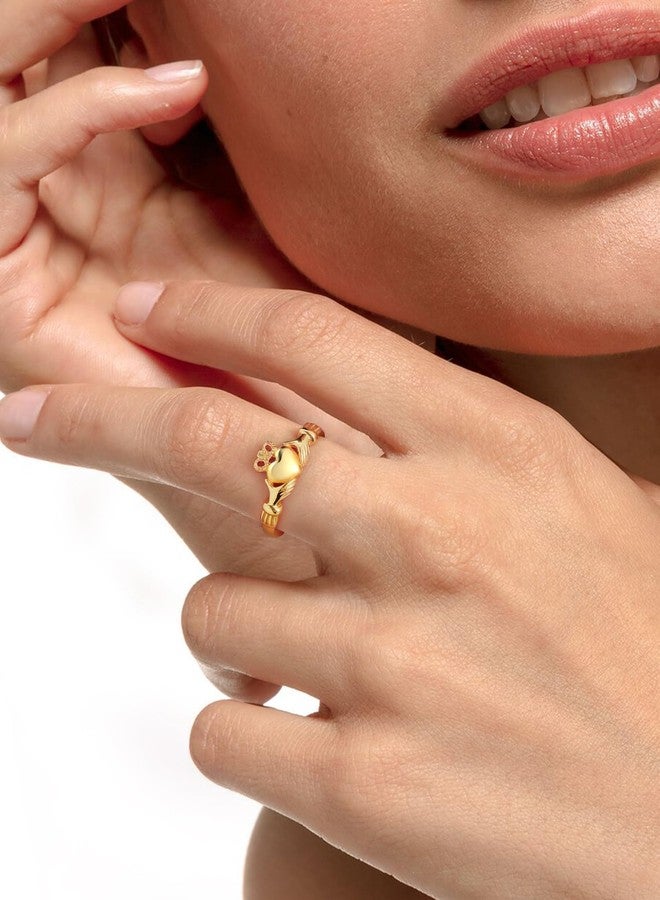 ChicSilver Gold Plated Claddagh Rings for Women Gold Plated Celtic Rings for Women Dainty Irish Ring Celtic Jewelry - Size 7 - Image 3