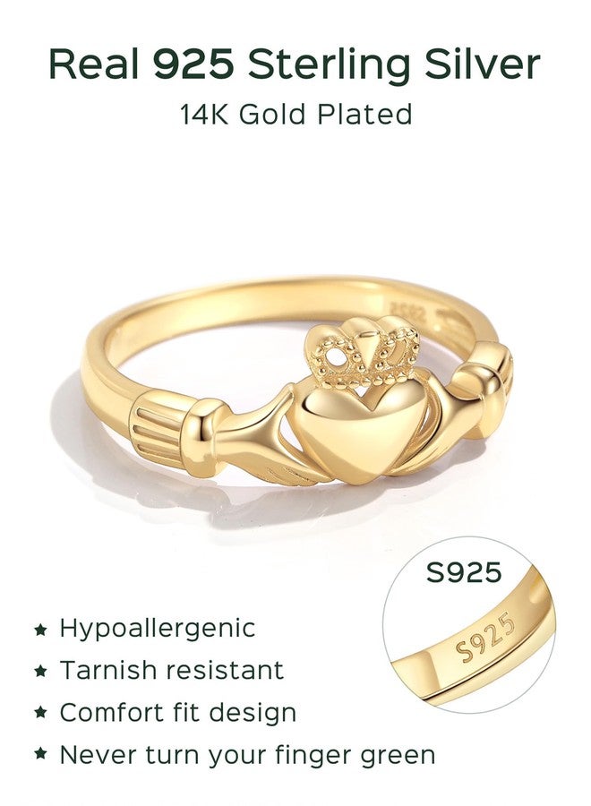 ChicSilver Gold Plated Claddagh Rings for Women Gold Plated Celtic Rings for Women Dainty Irish Ring Celtic Jewelry - Size 7 - Image 5