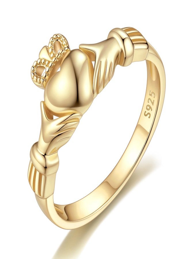 ChicSilver Gold Plated Claddagh Rings for Women Gold Plated Celtic Rings for Women Dainty Irish Ring Celtic Jewelry - Size 7 - Image 1