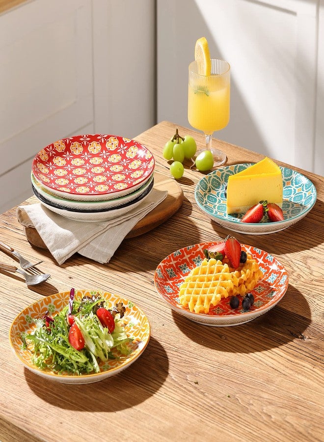 Metahom Salad Plates, Dessert Plates 8 Inch, Colorful Ceramic Plate Set for Pasta, Pancakes, Steak, Set of 6, Dishwasher & Microwave Safe - Image 2