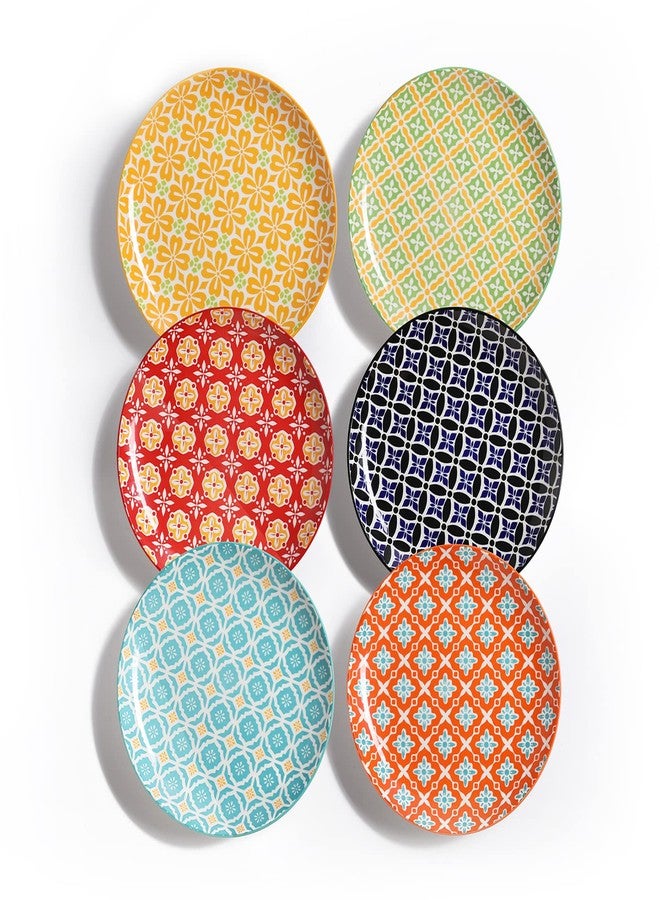 Metahom Salad Plates, Dessert Plates 8 Inch, Colorful Ceramic Plate Set for Pasta, Pancakes, Steak, Set of 6, Dishwasher & Microwave Safe - Image 1