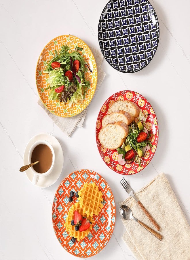Metahom Salad Plates, Dessert Plates 8 Inch, Colorful Ceramic Plate Set for Pasta, Pancakes, Steak, Set of 6, Dishwasher & Microwave Safe - Image 3