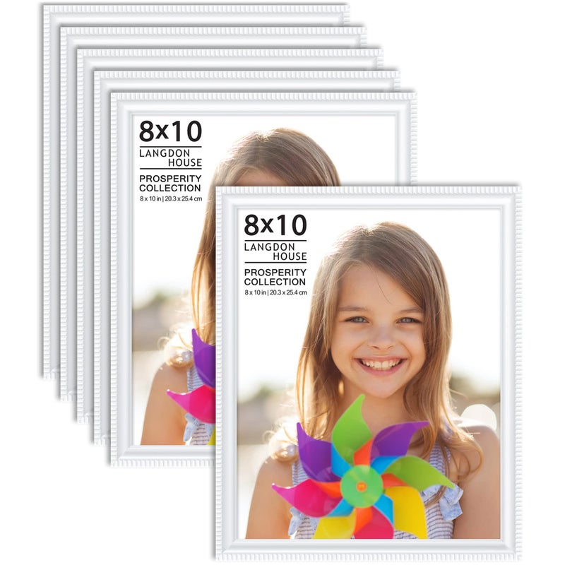 Langdon House 8x10 Picture Frames (White, 6 Pack), Contemporary Frame Set, Wall Mount or Table Top, Prosperity Collection - Image 1