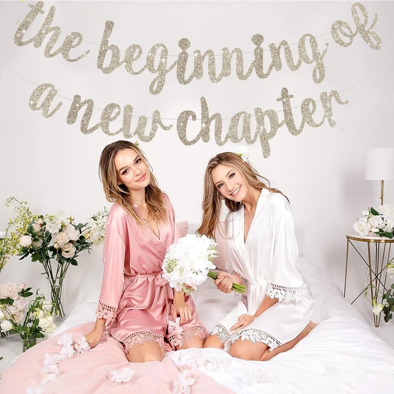 BEISHIDA Glitter Champagne The Beginning of A New Chapter Banner, Farewell party decorations,Graduation Sign 2026 Banner,Happy retirement Supplies,Going away party Sign Garland,Graduation banner - Image 4