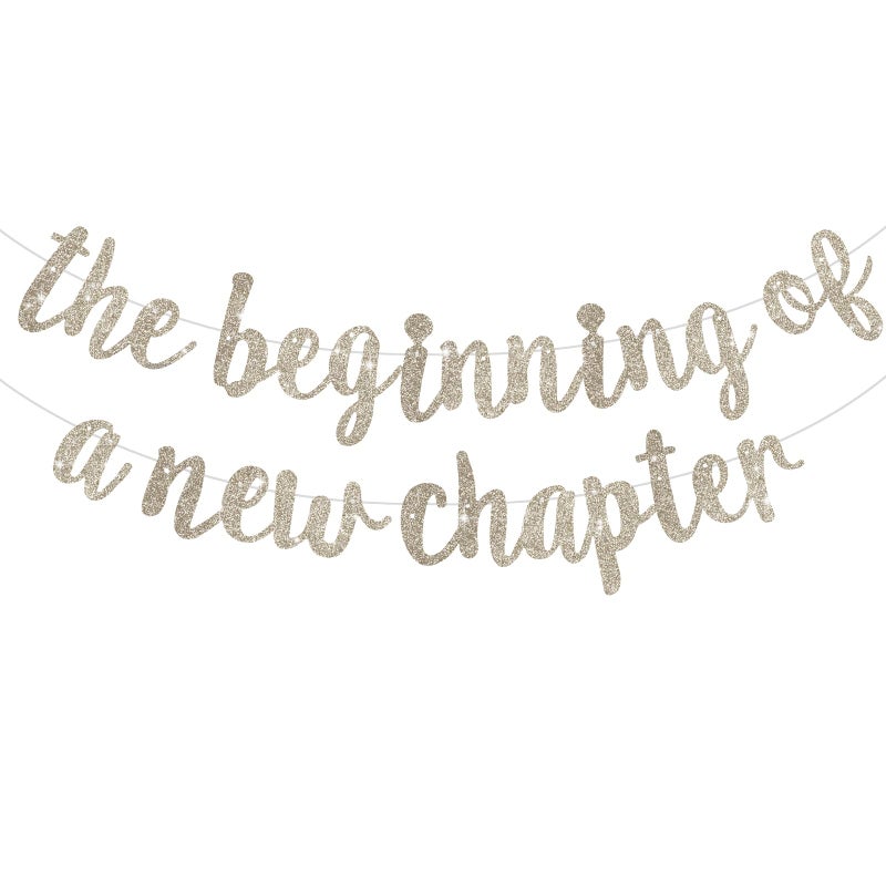 BEISHIDA Glitter Champagne The Beginning of A New Chapter Banner, Farewell party decorations,Graduation Sign 2026 Banner,Happy retirement Supplies,Going away party Sign Garland,Graduation banner - Image 1