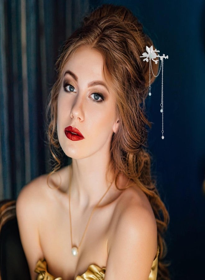 KALLORY Retro Tassel Hair Stick for Women Lightweight Flower Hairpin Hair Fork Styling Tool for Wedding Party Bun Decoration - Image 3