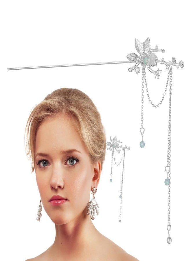 KALLORY Retro Tassel Hair Stick for Women Lightweight Flower Hairpin Hair Fork Styling Tool for Wedding Party Bun Decoration - Image 1