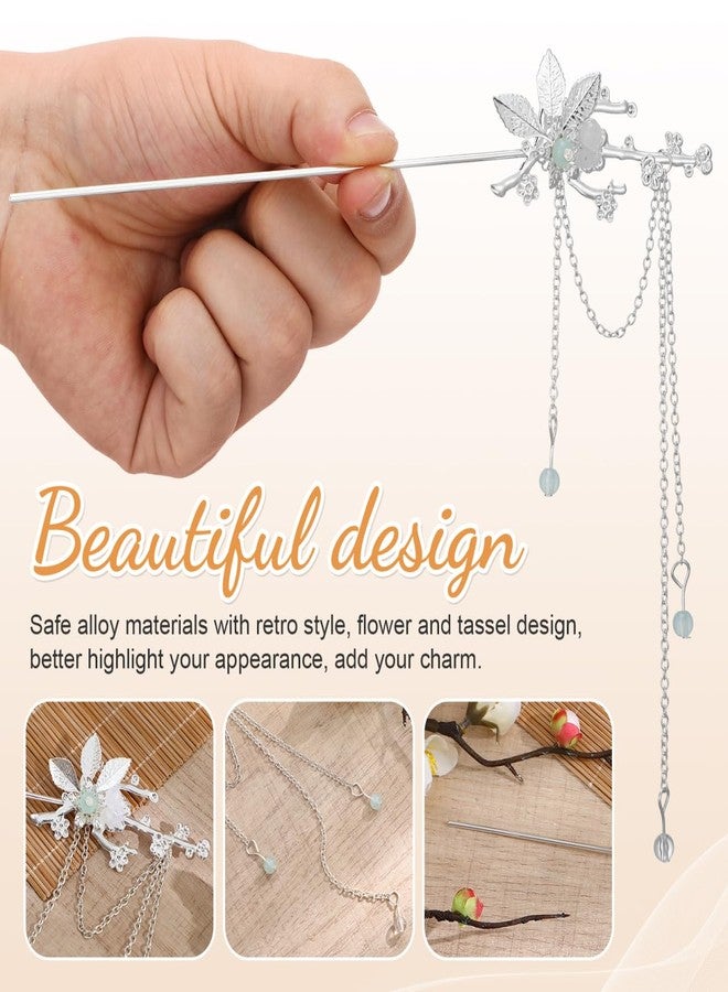KALLORY Retro Tassel Hair Stick for Women Lightweight Flower Hairpin Hair Fork Styling Tool for Wedding Party Bun Decoration - Image 5