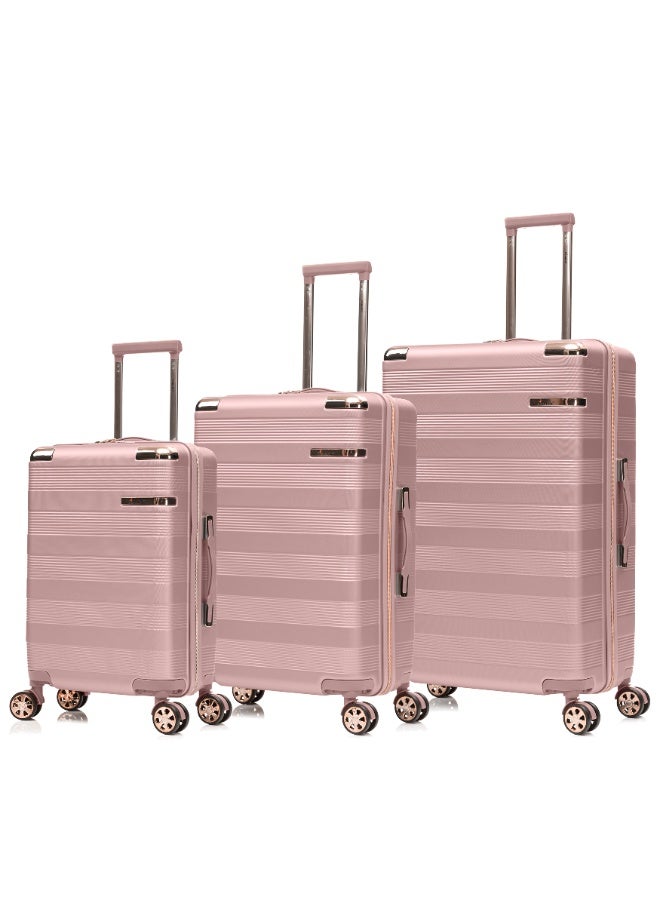 SENATOR Hard Case Trolley Luggage Set For Unisex ABS Lightweight 4 Double Wheeled Suitcase With Built In TSA Type Lock A5125 Set Of 3 Rose Gold - Image 1