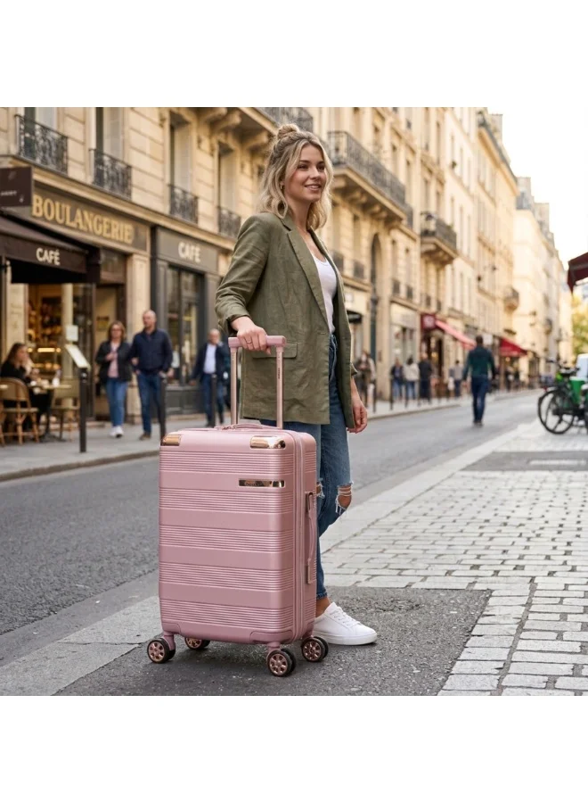 Senator Rose Gold Hard Case Trolley Luggage Set For Unisex ABS Lightweight 4 Double Wheeled Suitcase With Built In TSA Type Lock A5125 Set Of 3 Rose Gold  | Best Price UAE