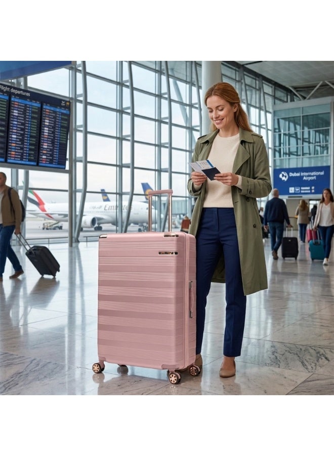 SENATOR Hard Case Trolley Luggage Set For Unisex ABS Lightweight 4 Double Wheeled Suitcase With Built In TSA Type Lock A5125 Set Of 3 Rose Gold - Image 4