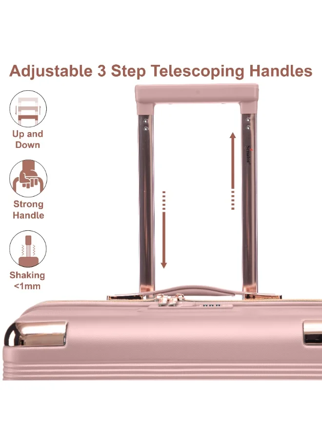 Senator Rose Gold Hard Case Trolley Luggage Set For Unisex ABS Lightweight 4 Double Wheeled Suitcase With Built In TSA Type Lock A5125 Set Of 3 Rose Gold  | Best Price UAE