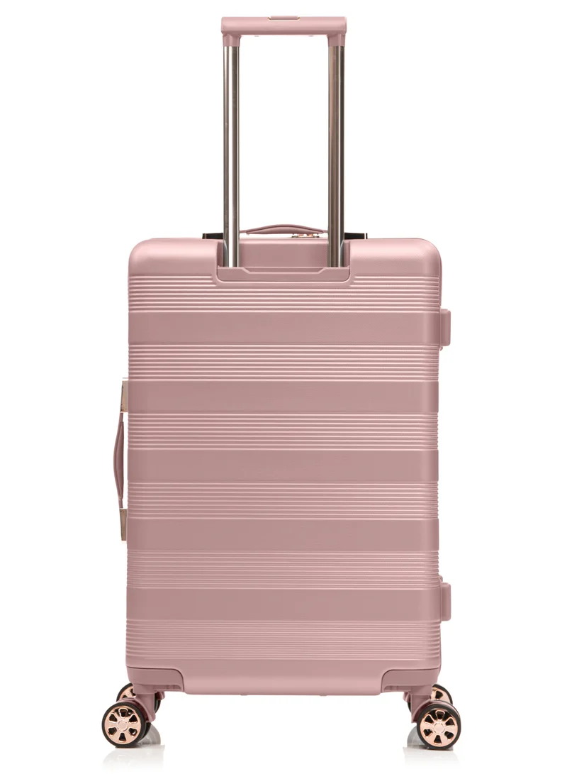 Senator Rose Gold Hard Case Trolley Luggage Set For Unisex ABS Lightweight 4 Double Wheeled Suitcase With Built In TSA Type Lock A5125 Set Of 3 Rose Gold  | Best Price UAE