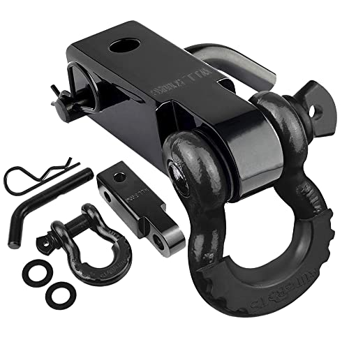 AUTOBOTS Tow Hitch Receiver 2", 45,000 Lbs Break Strength Shackle Hitch Receiver with 5/8" Hitch Pin, 3/4 D Ring Shackle, Towing Accessories for Truck Trailer Recovery Off-Road Black&Black - Image 1