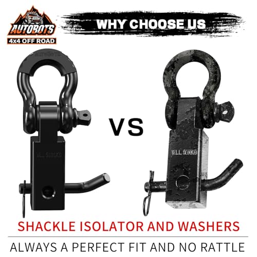 AUTOBOTS Tow Hitch Receiver 2", 45,000 Lbs Break Strength Shackle Hitch Receiver with 5/8" Hitch Pin, 3/4 D Ring Shackle, Towing Accessories for Truck Trailer Recovery Off-Road Black&Black - Image 5