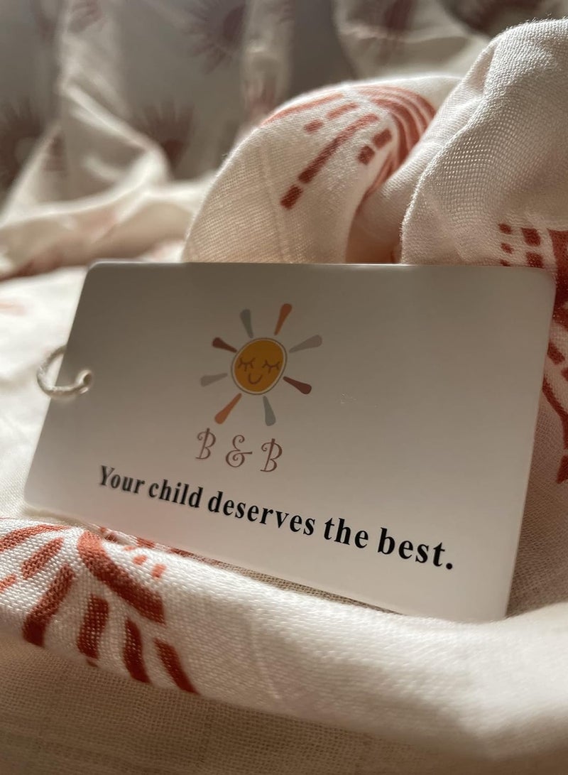 B&B 2 Pack Muslin Swaddle Blankets Soft Bamboo Cotton Baby Swaddle Blankets Unisex for Boys & Girls Newborn Lightweight Breathable Baby Receiving Blankets Large 120 x 120cm Old Rose - Image 4