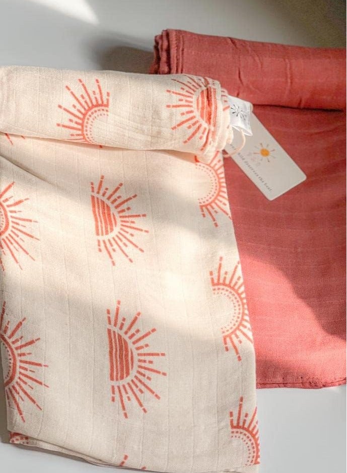 B&B 2 Pack Muslin Swaddle Blankets Soft Bamboo Cotton Baby Swaddle Blankets Unisex for Boys & Girls Newborn Lightweight Breathable Baby Receiving Blankets Large 120 x 120cm Old Rose - Image 5