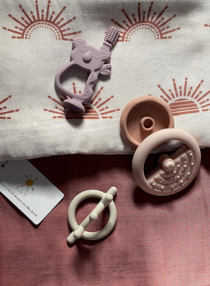 B&B 2 Pack Muslin Swaddle Blankets Soft Bamboo Cotton Baby Swaddle Blankets Unisex for Boys & Girls Newborn Lightweight Breathable Baby Receiving Blankets Large 120 x 120cm Old Rose - Image 2