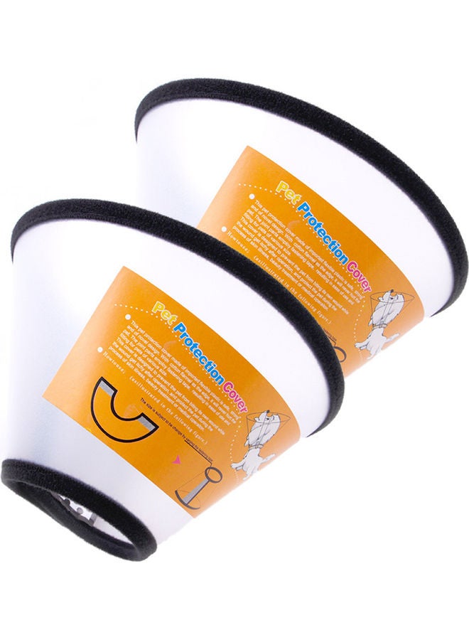 Deo King 2-Piece Adjustable Anti-Biting Wound Healing Cone Collar Cover White/Black 28-34cm - Image 1