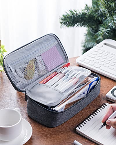 YOKUMA Pencil CaseLarge Capacity Pencil PouchAesthetic Zipper Pencil Box Back to School Supplies for College Students Teen Adults Blue handleblue - Image 3