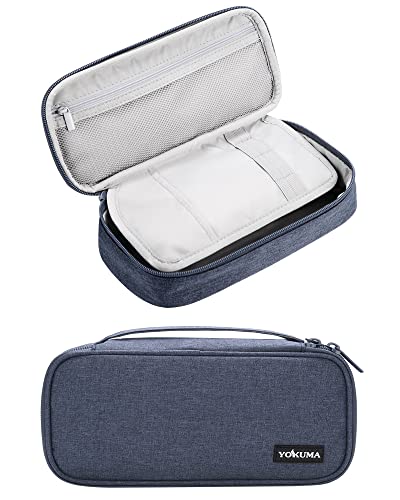 YOKUMA Pencil CaseLarge Capacity Pencil PouchAesthetic Zipper Pencil Box Back to School Supplies for College Students Teen Adults Blue handleblue - Image 1