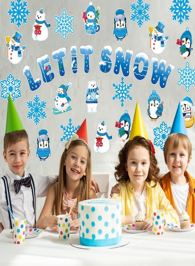 Hedeey Winter Bulletin Board Decorations for Classroom, Christmas Winter Classroom Decorations with Snowflake Snowman Penguin Cutouts for School Home Chalkboard Wall Decor (76PCS) - Image 3
