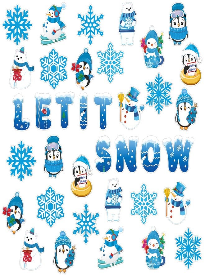 Hedeey Winter Bulletin Board Decorations for Classroom, Christmas Winter Classroom Decorations with Snowflake Snowman Penguin Cutouts for School Home Chalkboard Wall Decor (76PCS) - Image 1