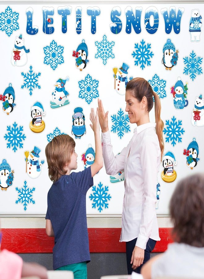 Hedeey Winter Bulletin Board Decorations for Classroom, Christmas Winter Classroom Decorations with Snowflake Snowman Penguin Cutouts for School Home Chalkboard Wall Decor (76PCS) - Image 5