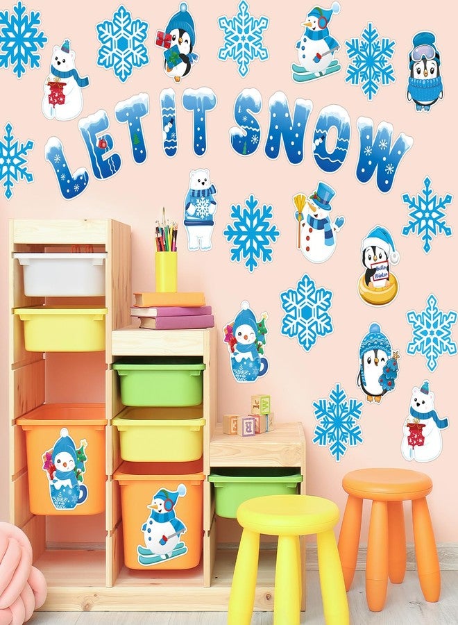 Hedeey Winter Bulletin Board Decorations for Classroom, Christmas Winter Classroom Decorations with Snowflake Snowman Penguin Cutouts for School Home Chalkboard Wall Decor (76PCS) - Image 4