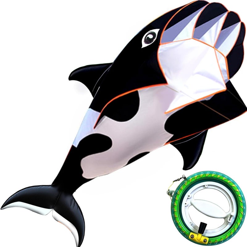 HENGDA KITE 3D Whales Kitewith 700 Feet Kite Reel Stringfor Kids and AdultsEasy to FlyThe Pictures are Beautiful in high DefinitionSuitable for Beginners Black - Image 2