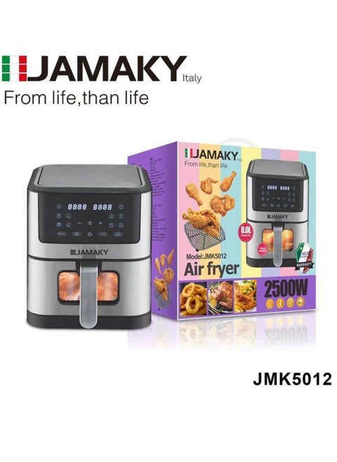Digital air fryer with Italian technology , 2500 watts, 8 liters, from Jamaki JMK 5012, Italian