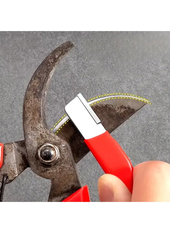 Red Shaped Blade Sharpening Stone for Scissors Knives Multifunctional No Slip Handle Gardening Kitchen Tool 1 Piece - Image 2
