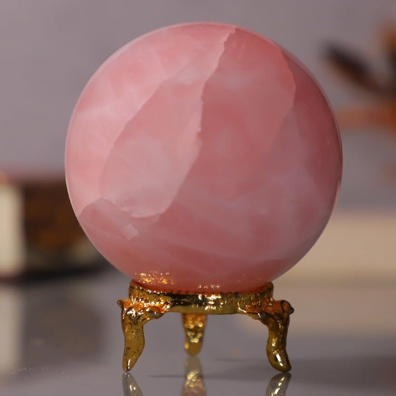 Crystal Divine Rose Quartz Crystal Sphere Ball Crystal Showpieces for Home Decor Table Decor Items Decorative Items Crystal Stones Astro Sphere Crystal Ball Gemstone Spheres Feng Shui Items Gifts - Image 1