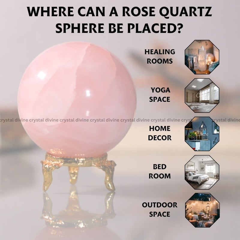 Crystal Divine Rose Quartz Crystal Sphere Ball Crystal Showpieces for Home Decor Table Decor Items Decorative Items Crystal Stones Astro Sphere Crystal Ball Gemstone Spheres Feng Shui Items Gifts - Image 4