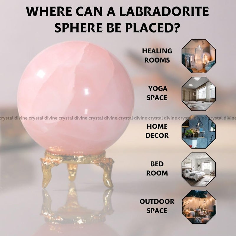 Crystal Divine Rose Quartz Crystal Sphere Ball Crystal Showpieces for Home Decor Table Decor Items Decorative Items Crystal Stones Astro Sphere Crystal Ball Gemstone Spheres Feng Shui Items Gifts - Image 5