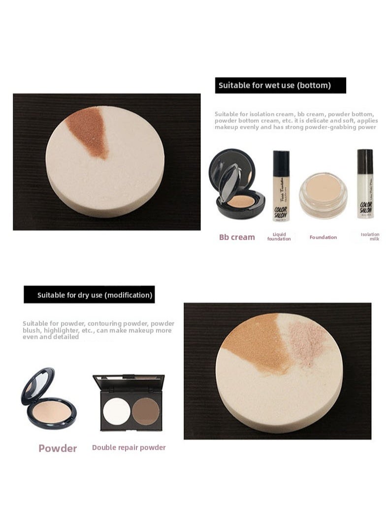 Ucanbe 5pcs Large Round Latex Makeup Sponge Puff – Dual Use for Wet & Dry Application, Ideal for BB Cream & Loose Powder - Image 2