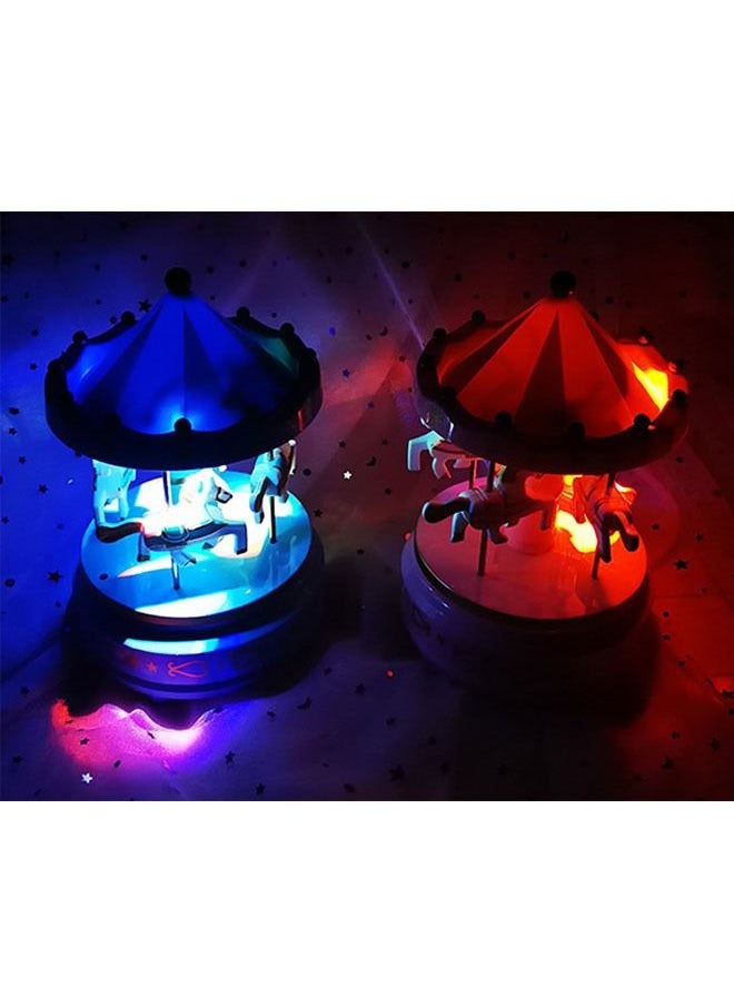 ZCM-HAPPY - Merry-go-round Music Box Fantasy Colorful Luminous Music Box with LED Lights - Image 1