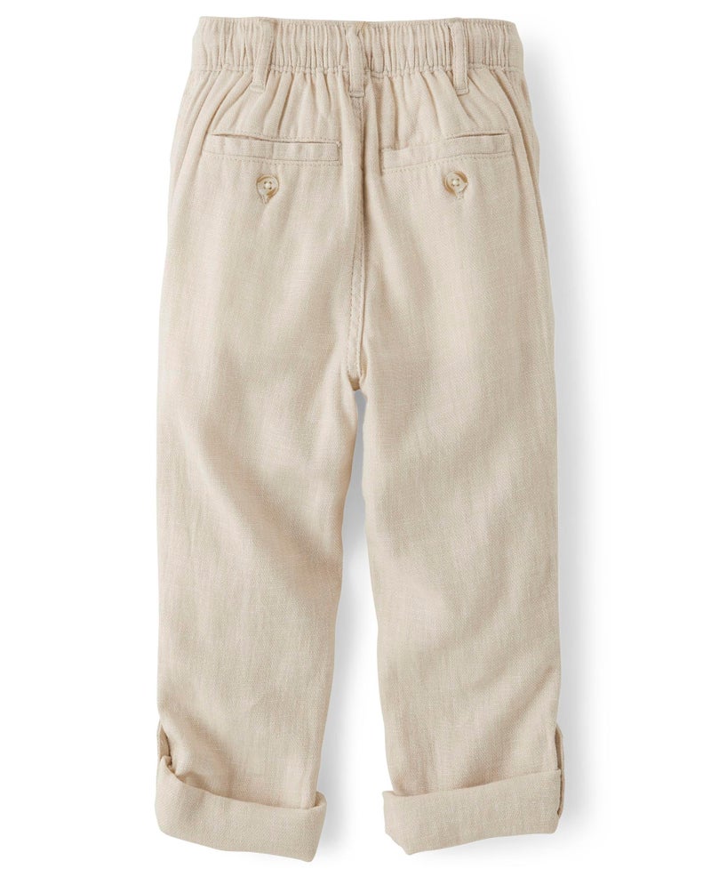 Gymboree,and Toddler Drawstring Linen Pants,Bisquit,6 - Image 5