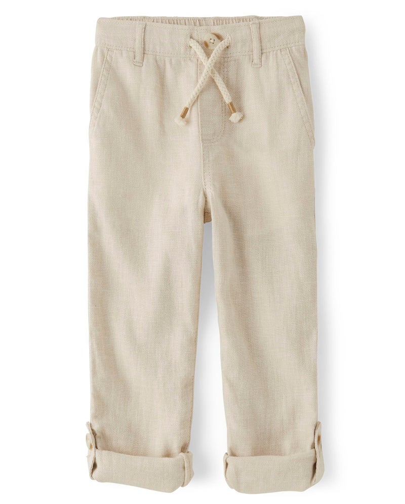 Gymboree,and Toddler Drawstring Linen Pants,Bisquit,6 - Image 1