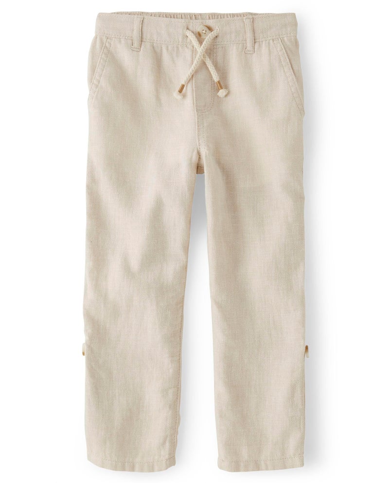 Gymboree,and Toddler Drawstring Linen Pants,Bisquit,6 - Image 3