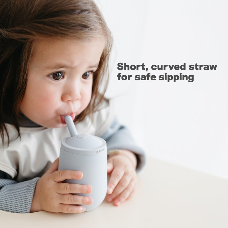 ezpz Mini Cup + Straw Training System (Blue) - 9 Months+ - 100% Silicone Training Cup for Infants + Toddlers - Designed by a Pediatric Feeding Specialist - Image 5