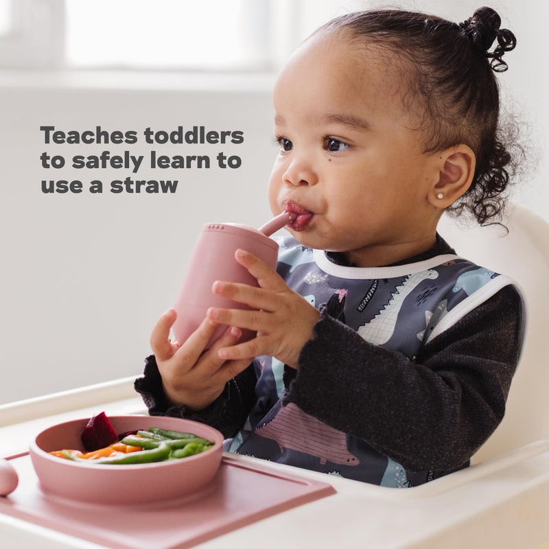 ezpz Mini Cup + Straw Training System (Blue) - 9 Months+ - 100% Silicone Training Cup for Infants + Toddlers - Designed by a Pediatric Feeding Specialist - Image 4