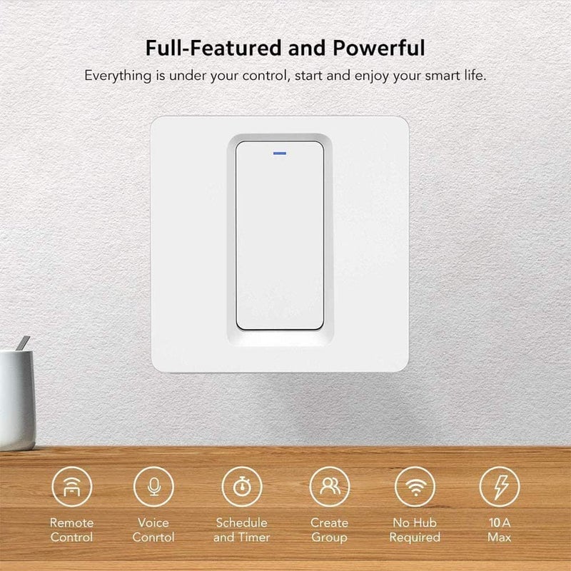 Pohaytipe WiFi Smart Light Switch, No Neutral Wire Required, Smart Wall Switch with Remote Control, Voice Control and Timer, Compatible with Alexa and Google Assistant, Easy Installation (1 Gang, Single L Wire) - Image 3
