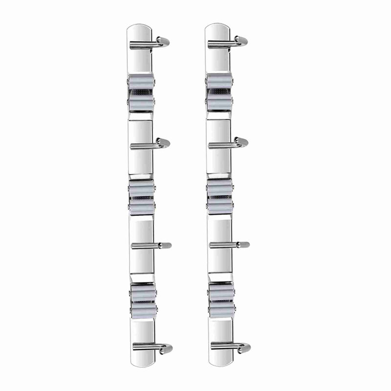 Broom Hoolder Stainless Steel 3 Clips and 4 Hooks Gray Mop Holder Pack of 2 for Kitchen - Image 2