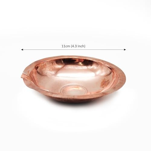 DOKCHAN Copper Akhand Diya (Size 2) -60 Gm | Oil Lamp for Daily Puja & Other Religious Rituals, Home, Office & Temples Festive Gifts | Copper Diya for Home Decor (2.5cm H x 11cm L) - Image 5