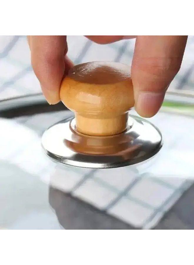 1 Piece Stainless Steel Pot Lid Knob Cover With Wooden Heat Resistant Handles Durable Replacement Lifting Handle For Kitchen Cookware Easy Grip Secure Fit Compatible With Various Pots And Pans - Image 3