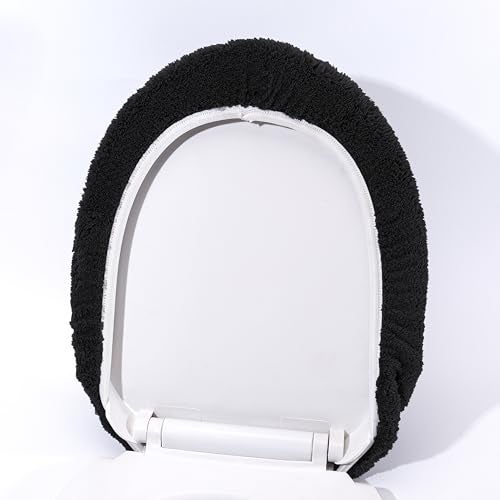 Madeals Microfiber Toilet Lid Cover Soft and Absorbent, Comfortable Bathroom Toilet Lid Cover Seat Fits Most Size Toilet Lids for Black - Image 5