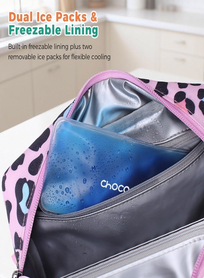 Choco Mocha Small insulated Snack Bag Kids Freezer Snack Bags Small Cooler Bag for Kids, School Insulated Lunch Bags, Dinosaur Pink - Image 5