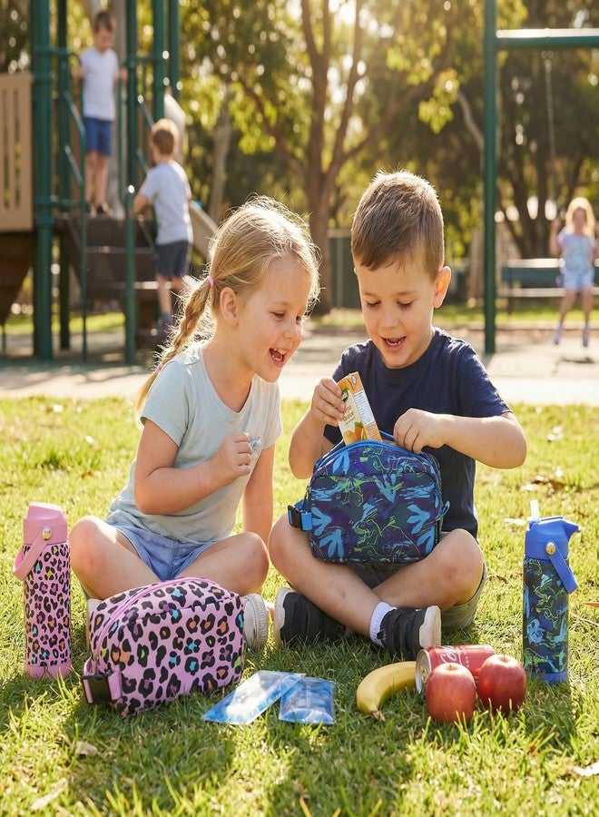 Choco Mocha Small insulated Snack Bag Kids Freezer Snack Bags Small Cooler Bag for Kids, School Insulated Lunch Bags, Dinosaur Pink - Image 2