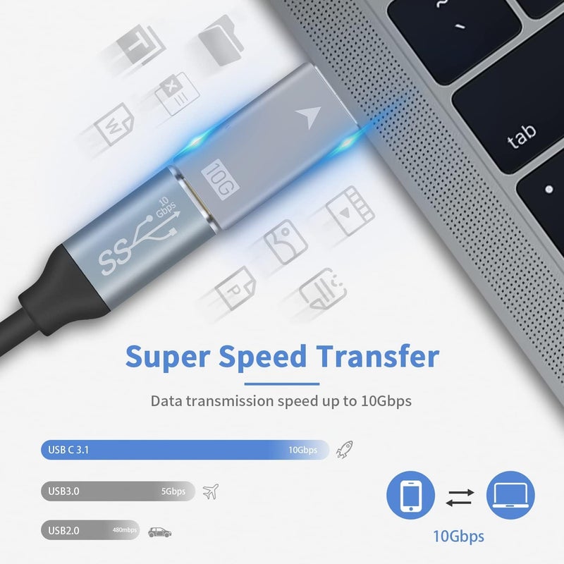 Tobo USB to USB C Adapter, USB C Female to USB 3.0 Male Adapter, 10GB USB A to USB Type-C 3.1 Gen2 Adapter Support PD Fast Charging and Data Transfer for Phone, Laptop, (TD-1032TC) - Image 3